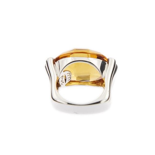 Bague 56 Ponte Vecchio Gioielli - Bague en or blanc 18 ct citrine et diamants 58 Facettes 12776