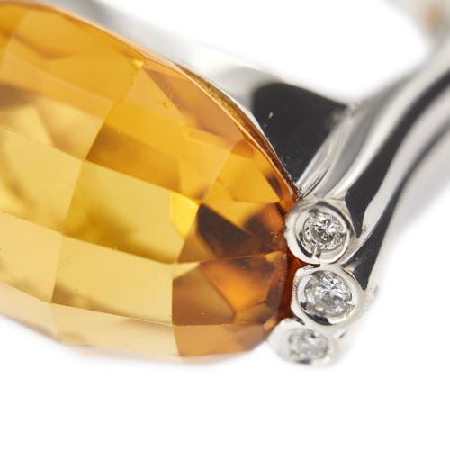 Bague 56 Ponte Vecchio Gioielli - Bague en or blanc 18 ct citrine et diamants 58 Facettes 12776
