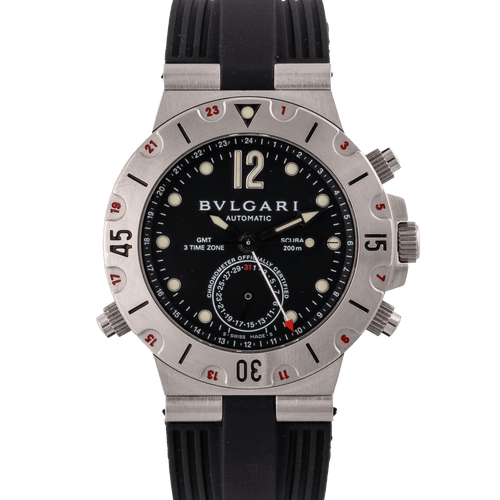 Montre Bulgari Diagono Scuba GMT - Montre SD38SGMT en acier 58 Facettes TOT-02381