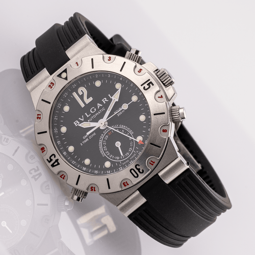 Montre Bulgari Diagono Scuba GMT - Montre SD38SGMT en acier 58 Facettes TOT-02381