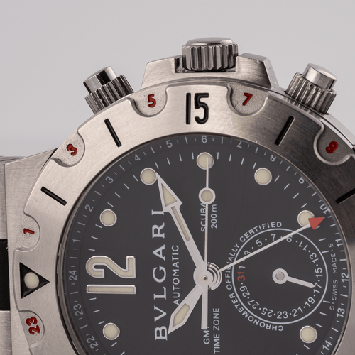 Montre Bulgari Diagono Scuba GMT - Montre SD38SGMT en acier 58 Facettes TOT-02381