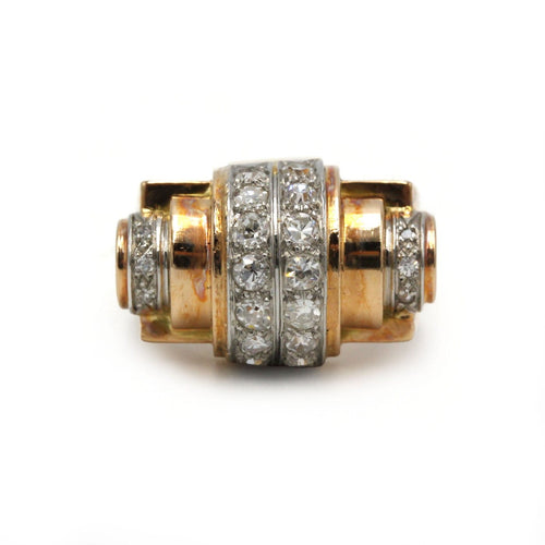58 Bague Tank - Bague en or jaune, platine et diamants 58 Facettes 260232R