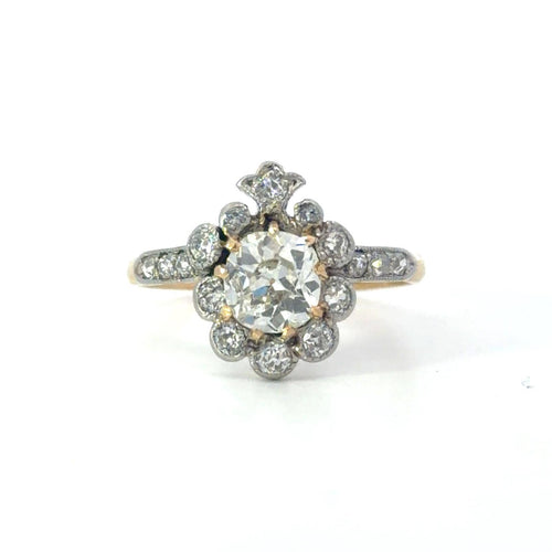 54 Bague en or 18 ct et argent avec diamant taille ancienne 58 Facettes