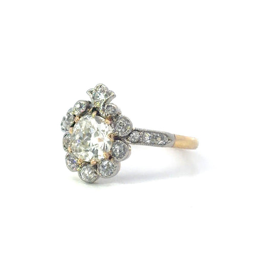 54 Bague en or 18 ct et argent avec diamant taille ancienne 58 Facettes