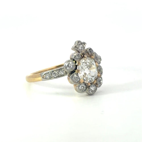 54 Bague en or 18 ct et argent avec diamant taille ancienne 58 Facettes