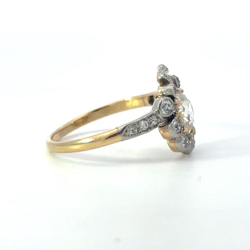 54 Bague en or 18 ct et argent avec diamant taille ancienne 58 Facettes