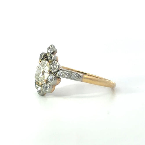 54 Bague en or 18 ct et argent avec diamant taille ancienne 58 Facettes