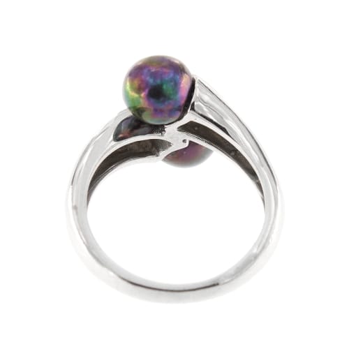 Bague 55 Bague contrariée en or blanc 18 ct avec perles de Tahiti et diamants 58 Facettes 28697