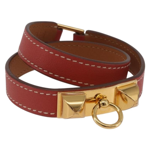 Hermès Rivale Double Tour - Bracelet en cuir rouge 58 Facettes s7ivtb4e40
