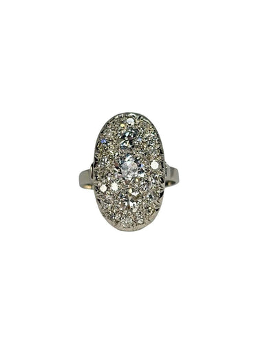 54 Bague ancienne en or blanc et diamants 1,40 ct 58 Facettes 2222