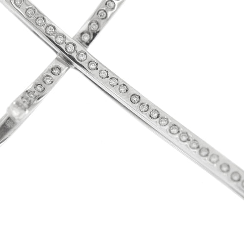 Collier Recarlo - Collier croix double en or blanc 18 ct et diamants 58 Facettes 26524