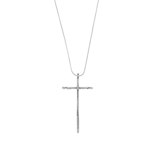 Collier Recarlo - Collier croix double en or blanc 18 ct et diamants 58 Facettes 26524