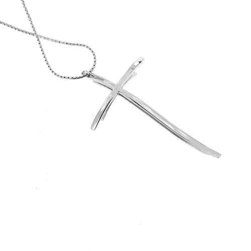 Collier Recarlo - Collier croix double en or blanc 18 ct et diamants 58 Facettes 26524