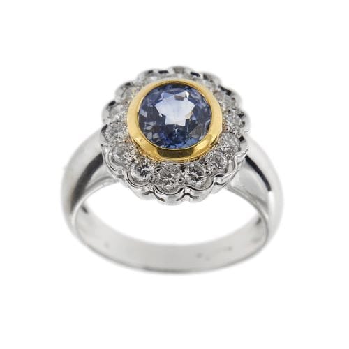 Bague Bague saphir et diamants en or blanc et or jaune 18 ct 58 Facettes 30270