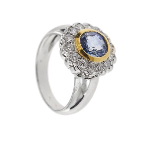 Bague Bague saphir et diamants en or blanc et or jaune 18 ct 58 Facettes 30270