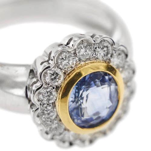 Bague Bague saphir et diamants en or blanc et or jaune 18 ct 58 Facettes 30270