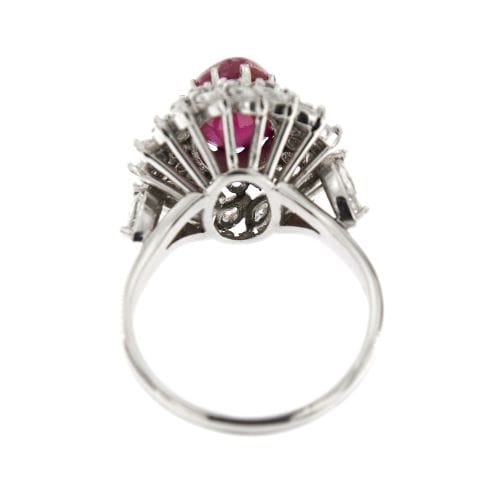 Bague Bague en platine - Rubis cabochon et diamants 58 Facettes 27889