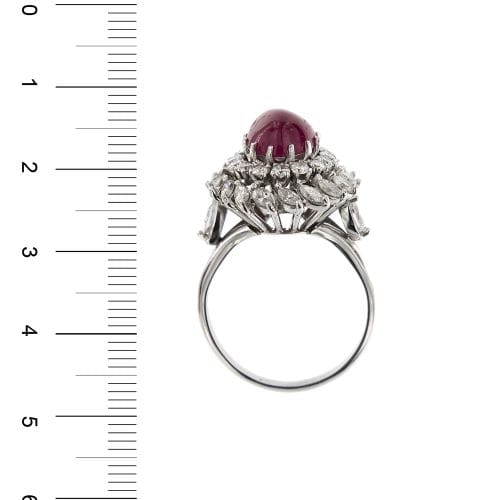 Bague Bague en platine - Rubis cabochon et diamants 58 Facettes 27889