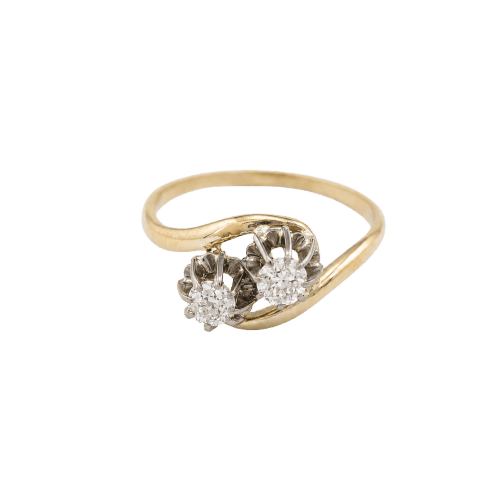Toi et Moi - Bague ancienne en or jaune et diamants