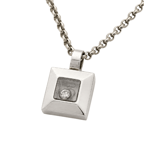Chopard Happy Diamonds - Pendentif carré en or blanc et diamant