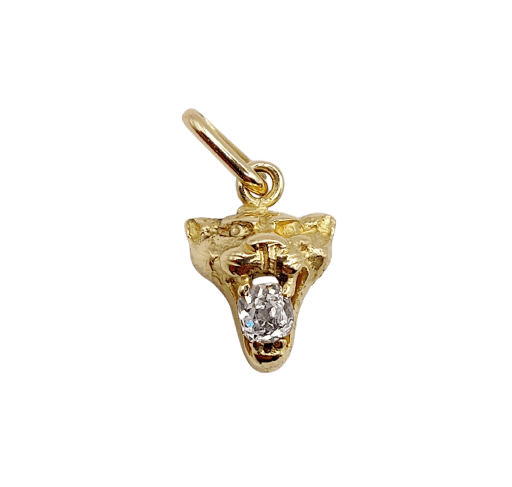 Pendentif tête de tigre en or 18k et diamant taille ancienne 58 Facettes A07644