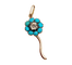 Pendentif marguerite victorien en or 18k, argent, diamant et turquoises