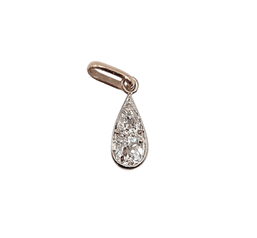 Pendentif antique en or blanc, platine et diamants