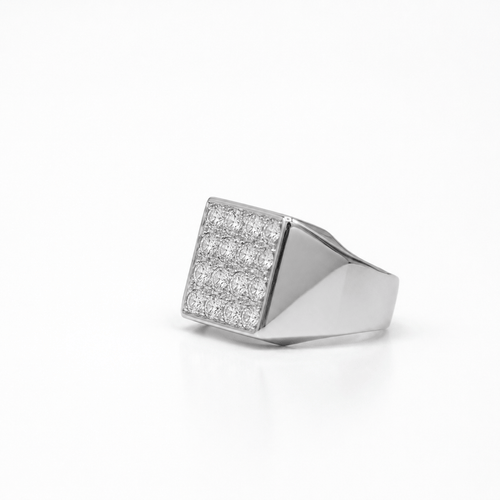 59 Chevalière en or blanc et diamants 1,92 ct 58 Facettes 1.0001337/1