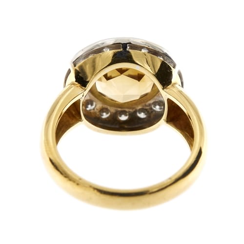 Bague 61 Bague - Citrine et diamants en or jaune et or blanc 18 ct 58 Facettes 30269
