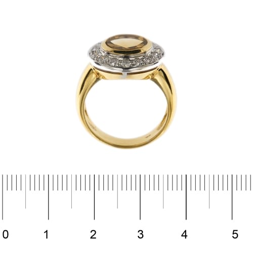 Bague 61 Bague - Citrine et diamants en or jaune et or blanc 18 ct 58 Facettes 30269