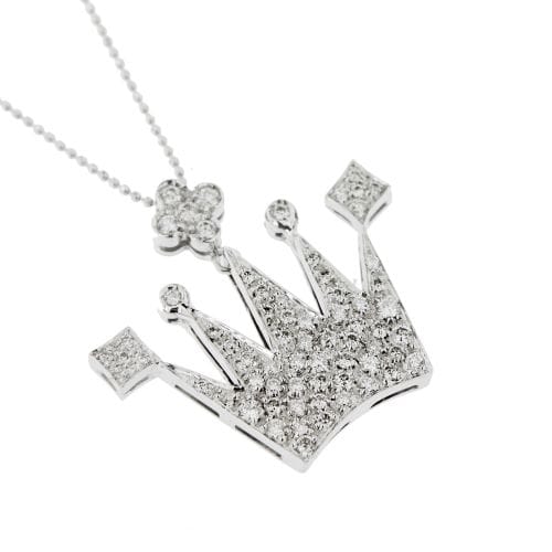 Collier Collier avec pendentif couronne en or blanc 18 ct et diamants 58 Facettes 29948
