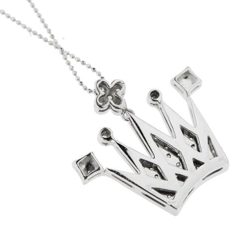 Collier Collier avec pendentif couronne en or blanc 18 ct et diamants 58 Facettes 29948