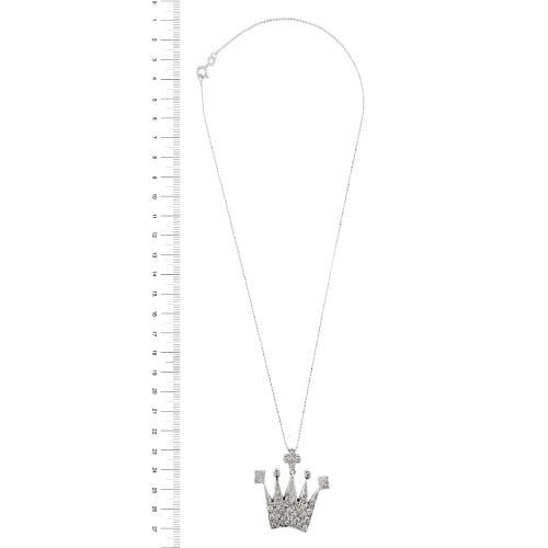 Collier Collier avec pendentif couronne en or blanc 18 ct et diamants 58 Facettes 29948