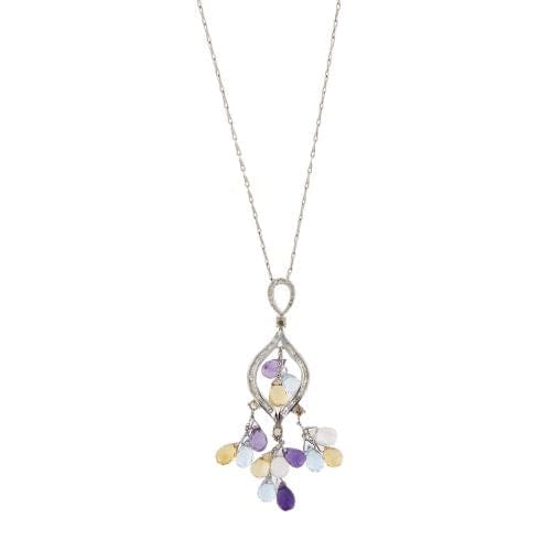 Collier Collier - Pendentif en or blanc 18 kt avec diamants et pierres précieuses 58 Facettes 25768
