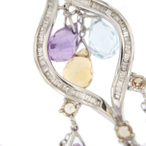 Collier Collier - Pendentif en or blanc 18 kt avec diamants et pierres précieuses 58 Facettes 25768