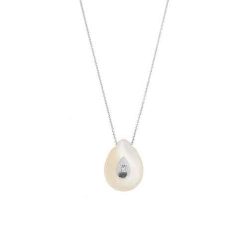 Collier Vieri - Collier avec pendentif en nacre et diamant en or blanc 18 ct 58 Facettes 22414