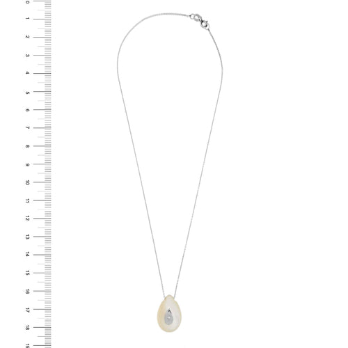 Collier Vieri - Collier avec pendentif en nacre et diamant en or blanc 18 ct 58 Facettes 22414