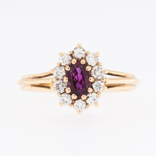 54 Bague espagnole vintage en or jaune 18 carats, diamants et rubis 58 Facettes A1508