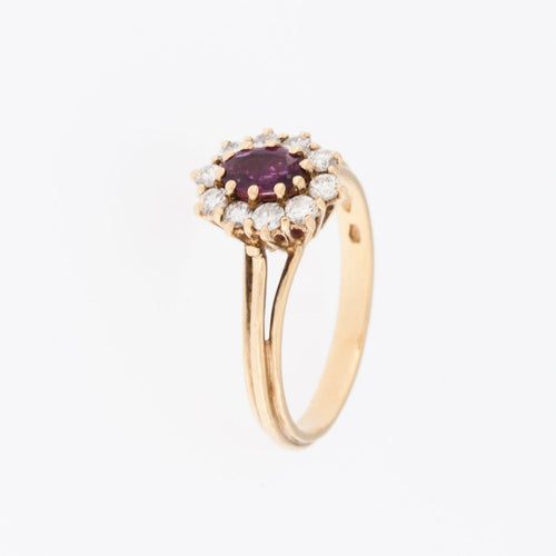 54 Bague espagnole vintage en or jaune 18 carats, diamants et rubis 58 Facettes A1508