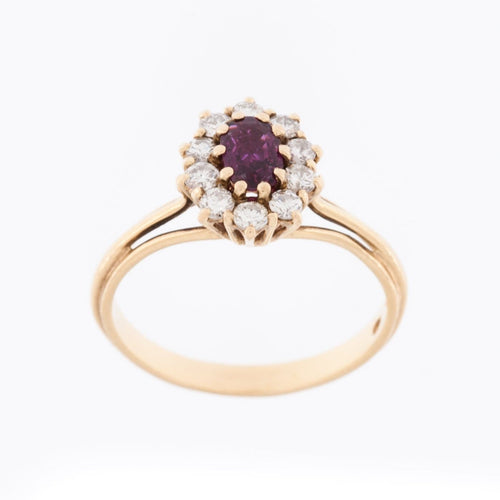54 Bague espagnole vintage en or jaune 18 carats, diamants et rubis 58 Facettes A1508