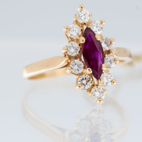54 Bague vintage en or jaune 18 carats, diamant et rubis 58 Facettes A1511
