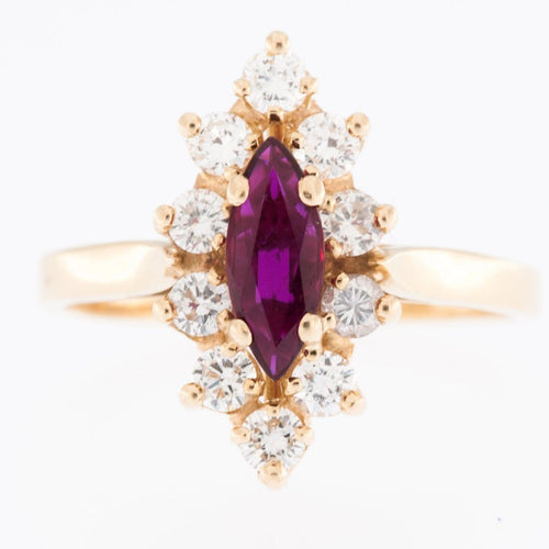 54 Bague vintage en or jaune 18 carats, diamant et rubis 58 Facettes A1511