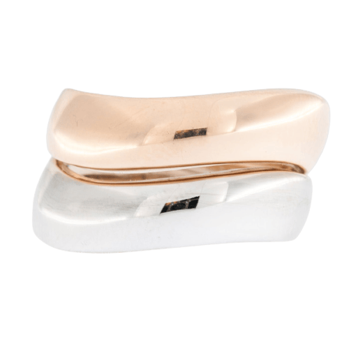 52 Bague double vague en or rose et blanc 18 carats 58 Facettes A1513