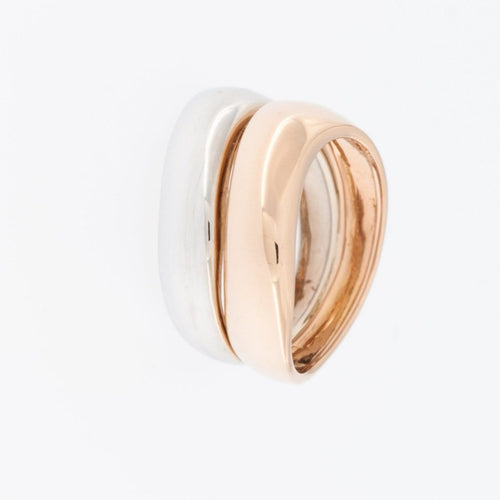 52 Bague double vague en or rose et blanc 18 carats 58 Facettes A1513