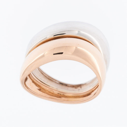 52 Bague double vague en or rose et blanc 18 carats 58 Facettes A1513