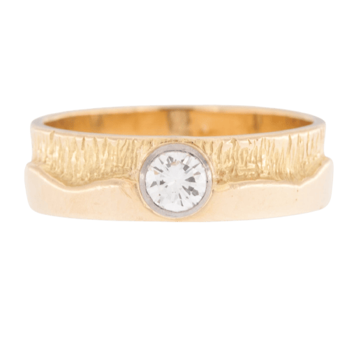 Bague solitaire vintage en or jaune 18 carats et diamant