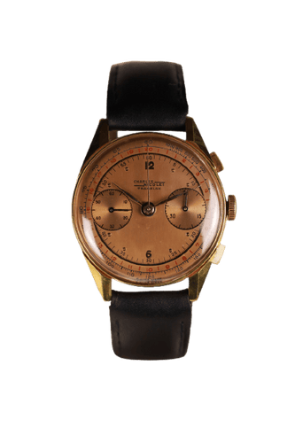 Charles Nicolet - Montre chronographe Bi-Compax plaqué or