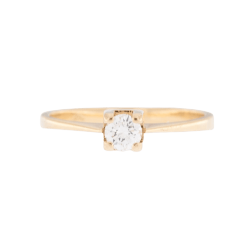 Bague solitaire vintage en or jaune 18 carats et diamant