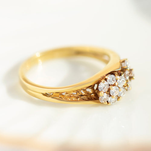 55 Bague fleur vintage en or jaune 585 et diamants 58 Facettes HJ062640