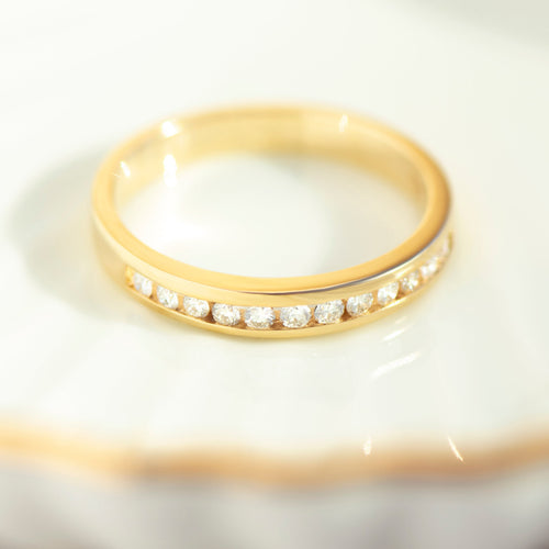 60 Bague demi-mémoire vintage en or jaune 585 et diamants 58 Facettes HJ062644